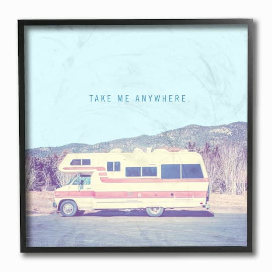 Stupell Industries Take Me Anywhere Family Camper Vintage Photograph,12" x 12"